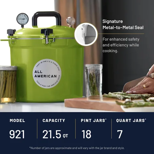 Miniatura 3 de Olla/envasadora a presión All American 1930-21.5qt (El 921), Kelp - Sistema exclusivo de sellado metal a metal - Adecuada para estufas de gas, Azul