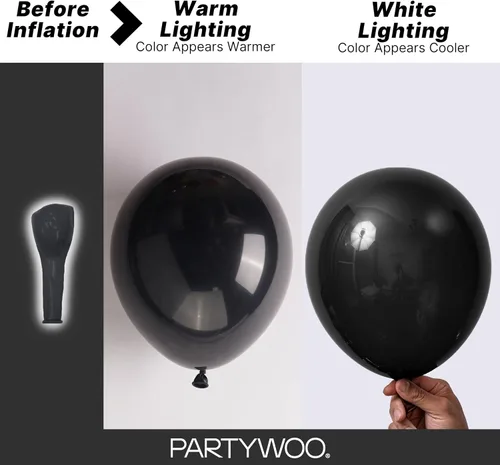 Miniatura 3 de PartyWoo Globos Negros 145 piezas Diferentes Tamaños de 18 12 10 5 Pulgadas Kit de Arco de Globos Negros Guirnalda para Baby Shower Cumpleaños
