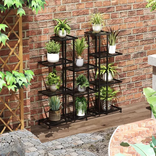 Miniatura 5 de Twhep Soporte de metal resistente para plantas, gran soporte multifuncional para interiores y exteriores, para estante alto grande para sala
