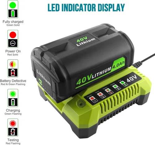 Miniatura 3 de Cargador OP401 de iones de litio de 40 voltios compatible con batería Ryobi de 40 V OP4026 OP40201 OP4040 OP40401 OP4050 OP4050A OP40501 OP40601