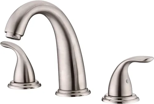 Sumerain - Grifo de bañera romana de dos asas en níquel cepillado con válvula, alto flujo