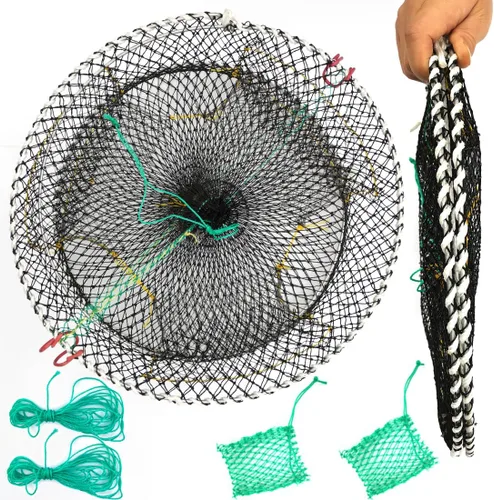 Miniatura 10 de Drasry Trampa para Cangrejos Cebo para Langosta Cangrejo de Río Camarón Portátil Plegable Red de Lanzar Mágica Plegable Trampas de Pesca Redes