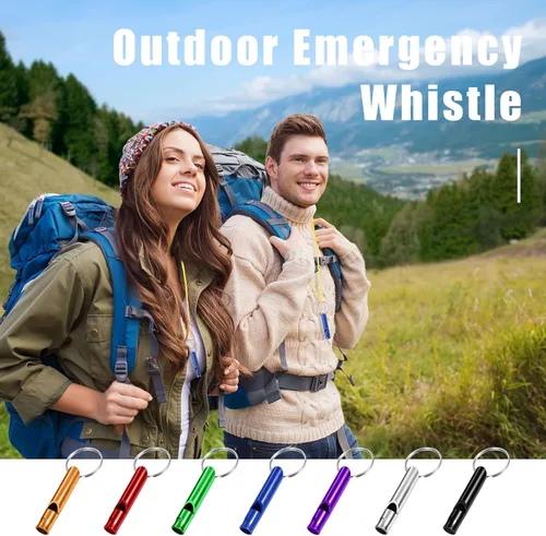 Miniatura 4 de Konohan Silbato de emergencia de aluminio 105 con llavero, silbato de supervivencia de seguridad, sonido fuerte y ligero para mujeres, campamento