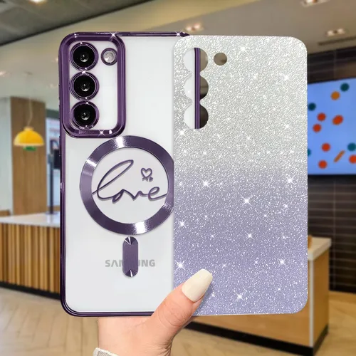 Miniatura 176 de ZONRW - Funda para Samsung Galaxy S22 Ultra magnética, para mujeres y niñas, cubierta trasera suave, lujosa, con corazón de amor, bling, degradado