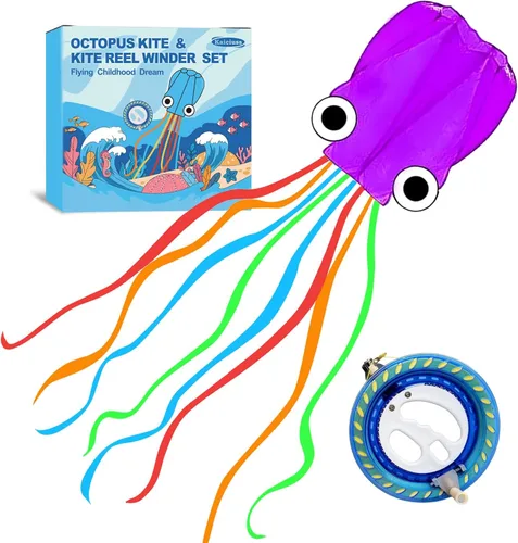 Miniatura 12 de Cometas de pulpo para niños y adultos fáciles de volar, 24 x 158 pulgadas, kit de cometa grande y suave para niños y niñas, juego de cometa de playa