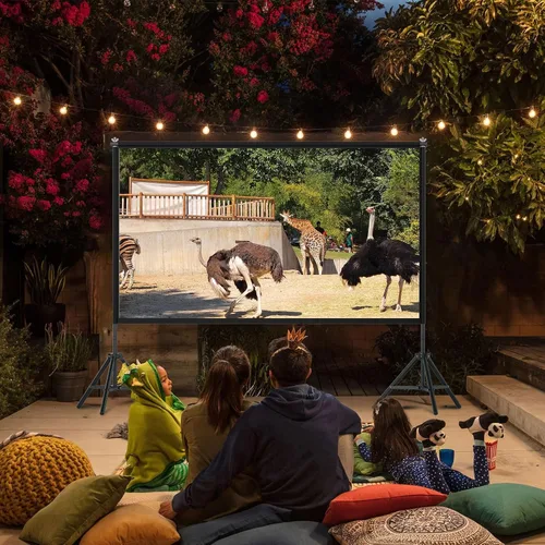 Miniatura 2 de TOWOND Pantalla de Proyector con Soporte, 120 pulgadas Pantalla de Proyector Interior Exterior Portátil 16:9 4K HD Pantalla de Proyección Trasera