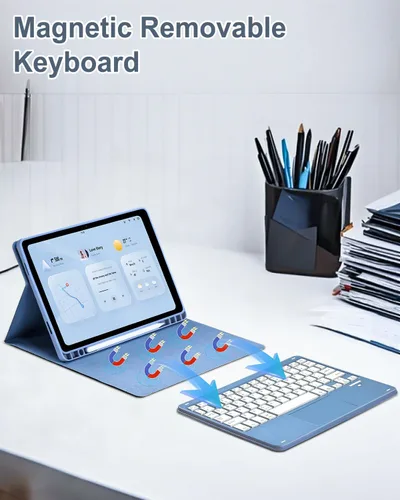 Miniatura 7 de MePadKey Funda de teclado con panel táctil para Samsung Galaxy Tab A11 Plus/A9 Plus 2025/2023 de 11 pulgadas, teclado de carga tipo C con Azul