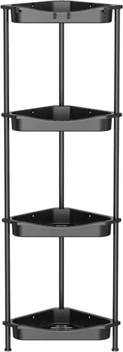 Miniatura 39 de HuggieGems Estante Organizador de Esquina para Ducha de 2 Niveles con Ganchos, Soporte de Estantes de Baño, Negro
