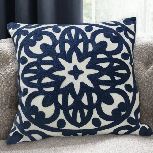 Miniatura 50 de Alysheer - Funda de almohada lumbar decorativa bordada 12" x 20", patrón de bordado clásico Boho Mandala, funda de cojín rectangular de algodón