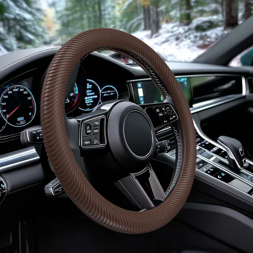 Miniatura 18 de WOCOCN Funda para volante de automóvil, funda delgada de silicona antideslizante para hombres y mujeres, accesorios interiores universales