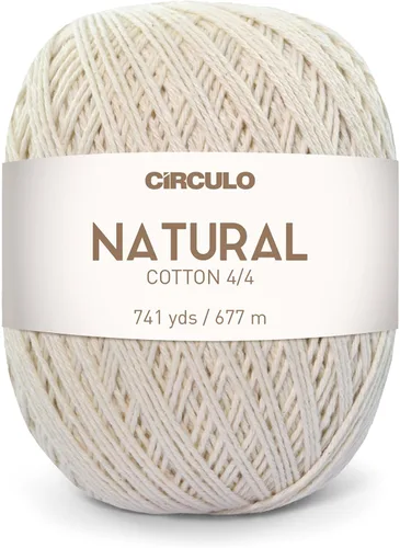 Circulo Natural Cotton 4/4 DK - 14.11 oz de hilo sin teñir 100% algodón brasileño para ganchillo, tejer y macramé - Color: 20 - Natural