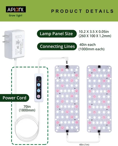 Miniatura 7 de Luz de cultivo para plantas de interior, luz regulable para plantas, 6/12/16H, tira de luces LED de crecimiento de espectro completo, paneles de luz