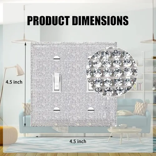 Miniatura 2 de Cubierta de placa de pared con diamantes de imitación plateados brillantes, cubierta de placa de interruptor, cubierta de interruptor de luz, 1
