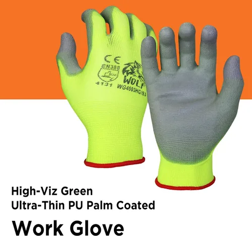 Miniatura 2 de WOLF Guantes de trabajo con palma recubierta de poliuretano y carcasa de nylon, para construcción, mecánica, almacén, trabajo de jardinería, trabajo