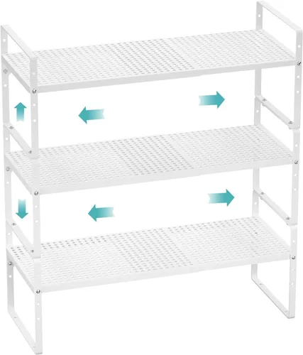 Estantes organizadores de gabinete, paquete de 3 estantes de especias expandibles, estantes de almacenamiento que ahorran espacio para cocina,