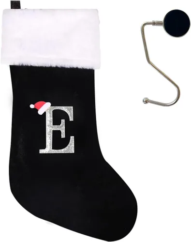 Miniatura 101 de Medias de Navidad de 20 pulgadas con monograma, letras, medias súper suaves grandes de Navidad, medias de monograma rojo para Navidad, regalo