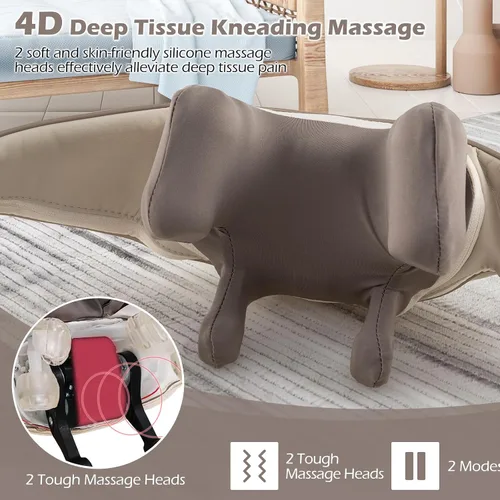 Miniatura 2 de COSTWAY Masajeador de cuello y hombros con calor, máquina shiatsu de amasado de tejido profundo 4D para aliviar el dolor, almohada masajeadora