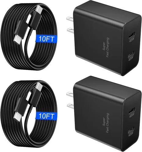 Cargador súper rápido Samsung USB C de 45W, Cargadores Tipo C Carga Rápida Cargador de Teléfono Android Samsung Galaxy S25 Ultra Cargadores Cable de