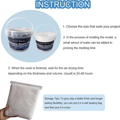 Miniatura 5 de Arcilla de espuma moldeable para cosplay, arcilla de espuma seca al aire moldeable, 17.64 oz, color blanco, espuma para esculpir para disfraces