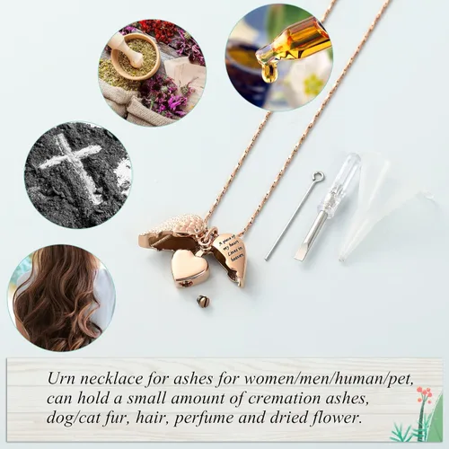 Miniatura 49 de Imrsanl Collar con dije de urna de cremación en forma de corazón para cenizas humanas – Un pedazo de mi corazón vive en el cielo