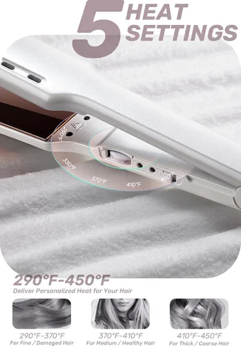 Miniatura 6 de ROSILY Plancha plana Nano Titanium Plancha de pelo de 1.75 pulgadas de ancho, doble voltaje 100-240 V, temperatura ajustable adecuada para todo