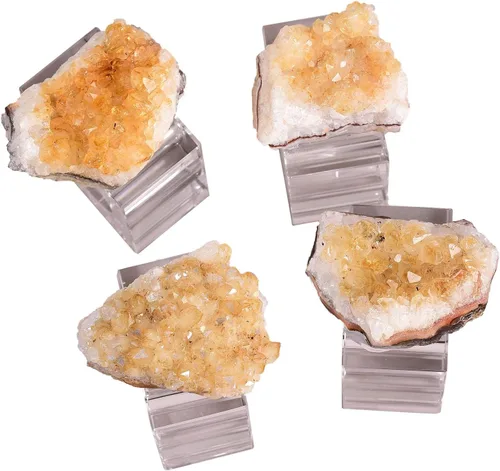 Miniatura 2 de AMOYSTONE Servilleteros de cristal natural con forma de citrino cuadrado, juego de 4 servilleteros con base decorativa de vidrio, irregular, 2.5
