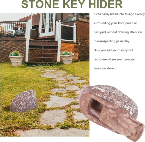 Miniatura 6 de Simulated Stone Key Hider Box Outdoor Garden Fake Rock Secure Extra Key Storage Safe for House Patio Hidden