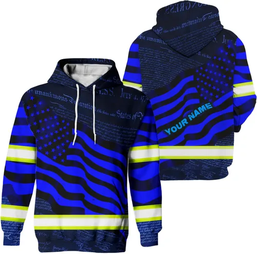 Miniatura 27 de Sudadera con capucha de alta visibilidad con la bandera de Estados Unidos para hombre, sudadera con capucha reflectante de seguridad