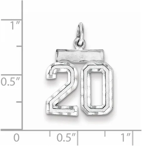 Miniatura 2 de Colgante de plata de ley 925 maciza, número pequeño, 0.787in x 0.551in.
