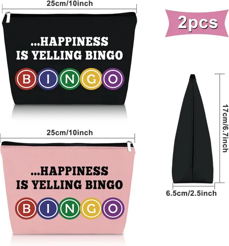 Miniatura 2 de Sazuwu Bolsa de maquillaje de regalo para amantes del bingo, Negro & Rosado