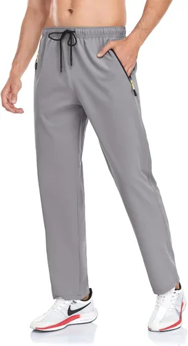 Miniatura 25 de Rapoo Pantalones ligeros para hombre con bolsillos con cremallera, secado rápido, pantalones deportivos de viaje para entrenamiento