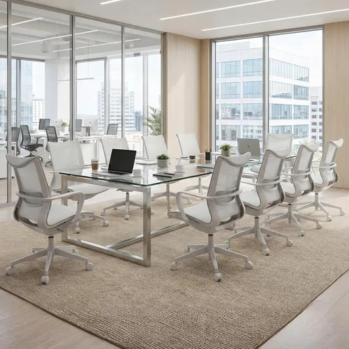 Miniatura 7 de LuxErgo Silla de oficina ergonómica de malla, silla de escritorio con respaldo medio con soporte lumbar y reposabrazos, altura ajustable, reclinable