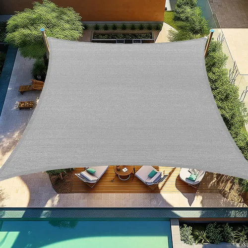Shade&Beyond Velas de Sombra Solar de 12'x16' Toldo Curvo Rectangular Gris Claro 185GSM Vela de Sombra Permeable para Patio Terraza Jardín Patio