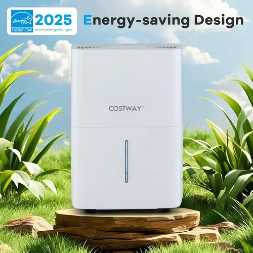 Miniatura 2 de COSTWAY Deshumidificador Energy Star de 65 pintas, 5000 pies cuadrados, deshumidificador portátil grande para sótanos con 2 modos y 3 velocidades