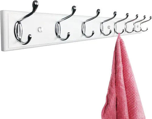 Miniatura 21 de Perchero de pared con 5 ganchos plateados de madera, 17.3’’, Ganchos resistentes para colgar ropa, sombrero, mochila, etc., Gran decoración moderna