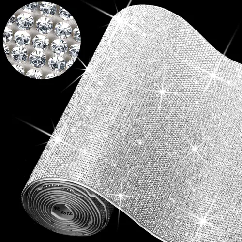 Miniatura 7 de Outus 60750 Piezas Lámina de Pedrería Brillante 59 x 7.87 Pulgadas Pegatina de Pedrería Autoadhesiva de Cristal Brillante con Diamantes de Imitación