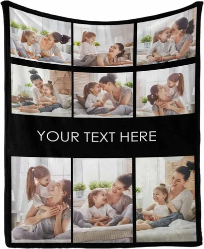 Miniatura 9 de InterestPrint Manta personalizada con texto y fotos, collage, regalo personalizado para cumpleaños, aniversario, boda, regalo personalizado