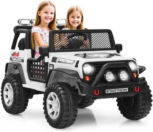 OLAKIDS Camión de paseo para niños, vehículo eléctrico de 2 plazas de 12 V con control remoto, auto de juguete alimentado por batería para niños