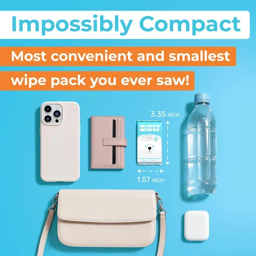 Miniatura 2 de Impossibly Compact - Toallitas desechables de viaje, 99.5% de agua y aloe, seguras para pieles sensibles e hipoalergénicas, esenciales de viaje