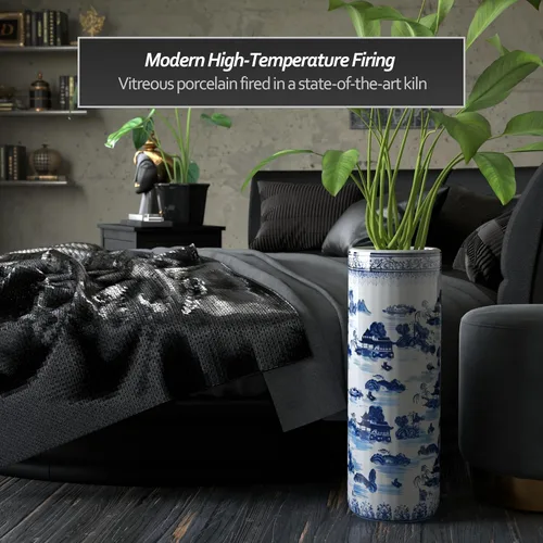 Miniatura 3 de Idea de regalo para decoración casera elegante de calidad fina - Depósito clásico para guardar paraguas y bastones de porcelana china de 24 pulgadas