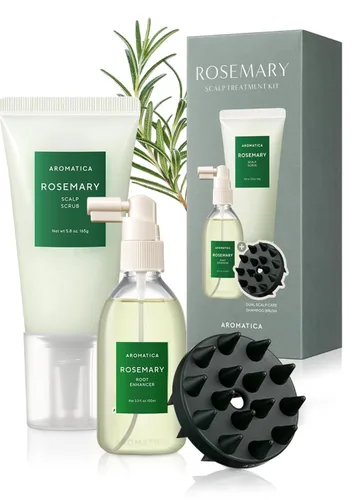 AROMATICA Juego de regalo para el cuidado del cuero cabelludo de romero - Tratamiento hidratante para el cuero cabelludo con potenciador y
