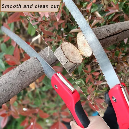 Miniatura 6 de Sierra de poda resistente de 8 pulgadas, sierra de mano plegable con hoja curvada SK5, dientes de afeitar de triple corte utilizados para árboles