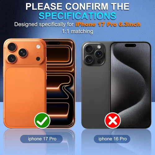 Miniatura 2 de Suoman Protector de Lente de Cámara para iPhone 17 Pro, [Todo en Uno Esmerilado] [Adhesión Fuerte] Marco de Metal de Vidrio Templado Cubierta
