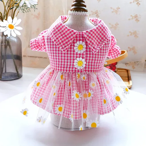 Miniatura 3 de Ropa para perro, vestido floral para perros pequeños, niña, de verano, lindo vestido de princesa con lazo, Yorkies Chihuahua, ligero, transpirable