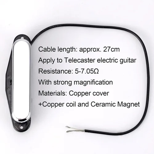 Miniatura 2 de Swhmc Telecaster Pastilla de cuello, bobina única de alta salida para guitarra con cubierta cromada para piezas de guitarra eléctrica Fender Squier
