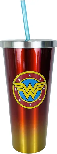 Miniatura 12 de Spoontiques DC Comics - Vaso de acero inoxidable, 24 onzas, taza de viaje aislada de doble pared con pajilla, Batman