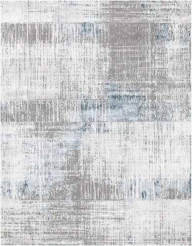 Miniatura 2 de SAFAVIEH Craft Collection - Alfombra de área de 9 x 12 pies, gris y azul, diseño abstracto moderno, no desprende pelusa y de fácil cuidado, ideal