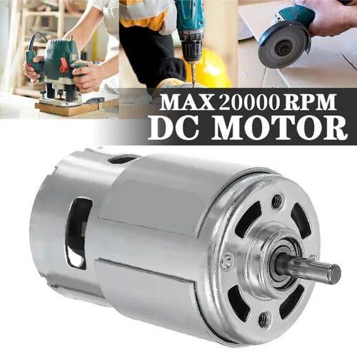 Miniatura 5 de Motor 775 DC 12V-24V DC Motor de alto par D C M otor 10000-20000 RPM Rodamientos de bolas dobles Ruedas eléctricas silenciosas Actualización