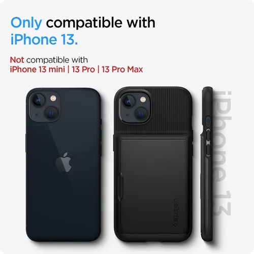 Miniatura 2 de Spigen Slim Armor CS - Funda compatible con ranura para tarjetas iPhone 13, color negro