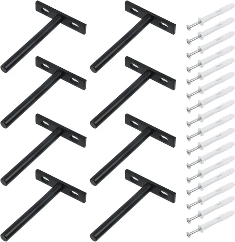 Miniatura 12 de Antrader Soporte de Estante Flotante Negro, 4 Piezas Soportes Ocultos de Estante de 2 Pulgadas Soporte Ciego de Estante Soportes Ocultos